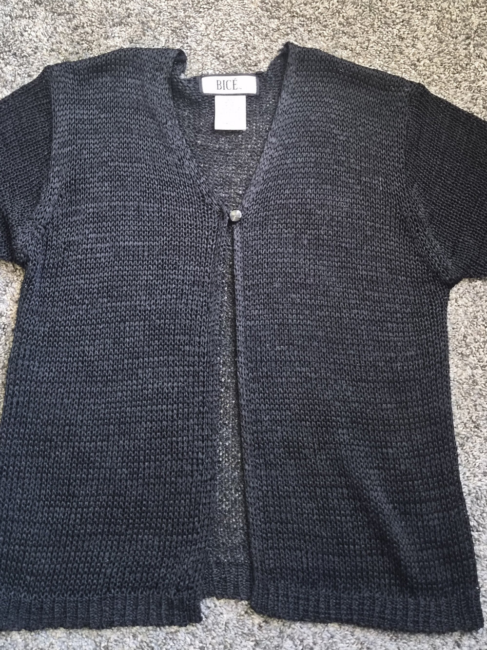 BICE Knit Short Sleeve Cardigan in Charcoal Black
